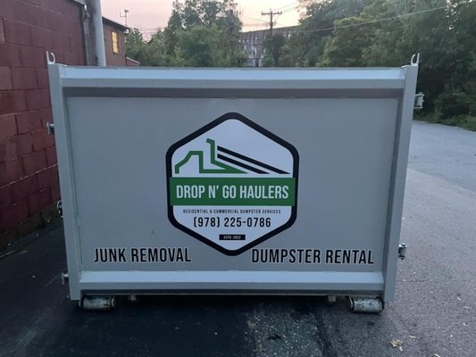 Rentals - Drop N' Go offers 10 yard roll off open top dumpster services for home cleanouts, construction debris and yard waste. Will the dumpster fit where I need it, you ask? The 10 yard dumpsters, simply have a footprint of 9'x7'.   Every dumpster is placed on boards and never placed directly on your driveway.