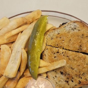 Lancers Restaurant - Patty mill, well done with grilled onions of pickup and steak fries - New American Near Me - Burbank, California