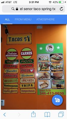 Menu photo 6 El Senor Taco Spring, TX