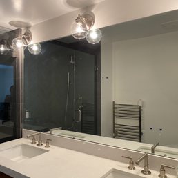 Large custom mirror for our master bathroom Large custom mirror for our master bathroom