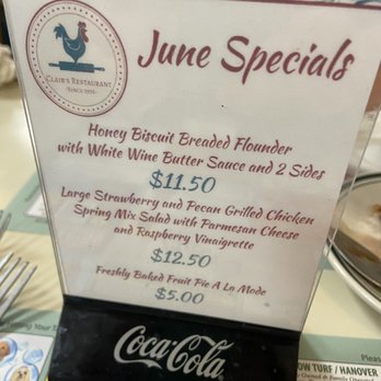 Clair's Family Restaurant - June Specials - Ice Cream & Frozen Yogurt Near Me - Hanover, Pennsylvania Clair's Family Restaurant - June Specials - Ice Cream & Frozen Yogurt Near Me - Hanover, Pennsylvania