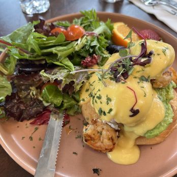 Whisper - Eggs Benedict with salad - Breakfast & Brunch Near Me - San Mateo, California