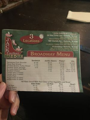 Menu photo 3 Jack's Bar-B-Que Nashville, TN Menu photo 3 Jack's Bar-B-Que Nashville, TN