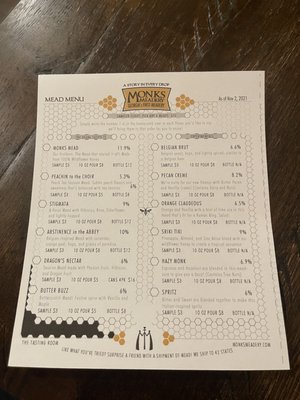 Menu photo 6 Monks Meadery Atlanta, GA