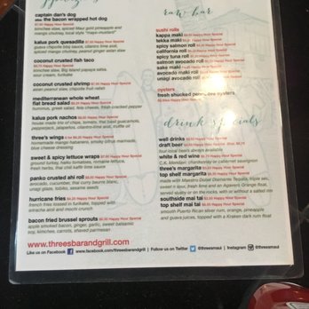 Three's Bar & Grill - Happy hour menu - Asian Fusion Near Me - Kihei, Hawaii