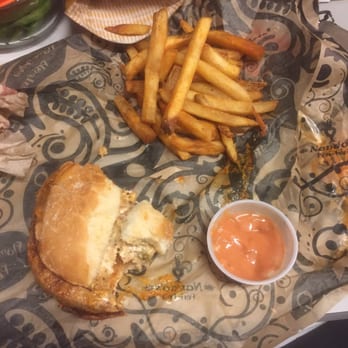 Nando's Peri-Peri - Half eaten veggie burger! Yum!! - South African Near Me - Towson, Maryland