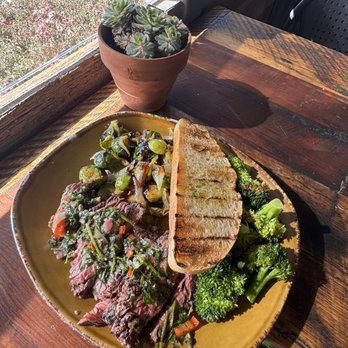 Urban Plates - Chimichurri Grass Fed Steak with sesame broccoli and Roasted Brussels Sprouts W. Balsamic Glaze - New American Near Me - Brea, California Urban Plates - Chimichurri Grass Fed Steak with sesame broccoli and Roasted Brussels Sprouts W. Balsamic Glaze - New American Near Me - Brea, California