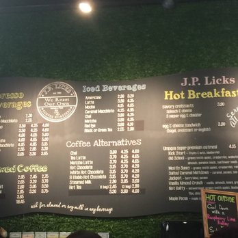 J.P. Licks - Cambridge - Menu for drinks and breakfast - Ice Cream & Frozen Yogurt Near Me - Cambridge, Massachusetts J.P. Licks - Cambridge - Menu for drinks and breakfast - Ice Cream & Frozen Yogurt Near Me - Cambridge, Massachusetts