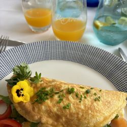 Pax House - Breakfast omelette and fresh squeezed orange juice.