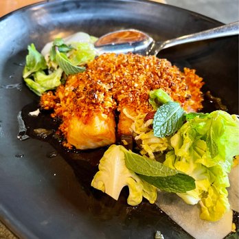 Joule - Lightly flaky and crunchy topping on a perfectly cooked Black cod. - Korean Near Me - Seattle, Washington Joule - Lightly flaky and crunchy topping on a perfectly cooked Black cod. - Korean Near Me - Seattle, Washington