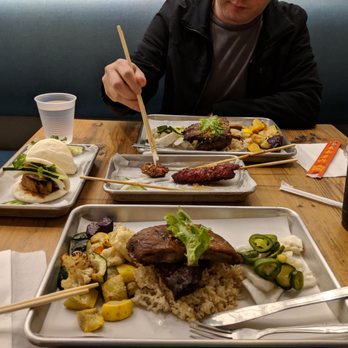 Heo Eatery - Pork ribs rice with pork buns. We ordered too much. - Vietnamese Near Me - Austin, Texas