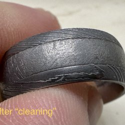 Robbins Brothers Fine Jewelers - My ring after their staff finished grinding off the meteorite Widmanstätten patterns to "clean" it.