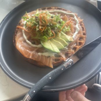 Petit Robert Bistro - T - Smoked Salmon Waffle - French Near Me - Boston, Massachusetts