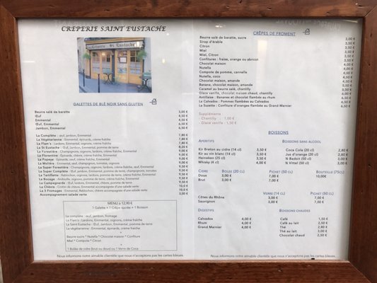 Menu photo 2 Crêperie Saint Eustache Paris, 75 Menu photo 2 Crêperie Saint Eustache Paris, 75