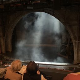 Sweeney Todd fog rolling in as the audience gets prepared.