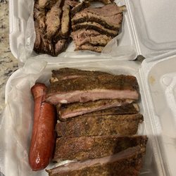 I ordered the half pound of brisket and half pound of ribs with one sausage and I paid $29 for a good amount of meat