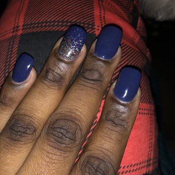Bliss Nail Spa - Navy blue dipping powder with ombré design - Nail Salons Near Me - Dallas, Texas Bliss Nail Spa - Navy blue dipping powder with ombré design - Nail Salons Near Me - Dallas, Texas