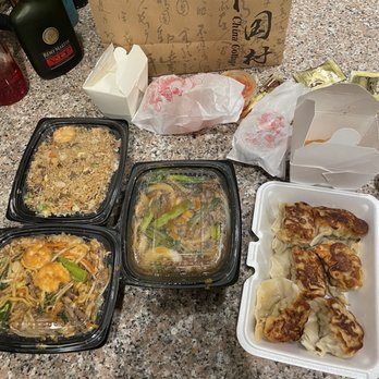 China Cottage - Potstickers, combination lo-mein and fried rice, Mongolian beef. We also got the spring rolls but you can't really see them in this pic. - Chinese Near Me - Dayton, Ohio China Cottage - Potstickers, combination lo-mein and fried rice, Mongolian beef. We also got the spring rolls but you can't really see them in this pic. - Chinese Near Me - Dayton, Ohio