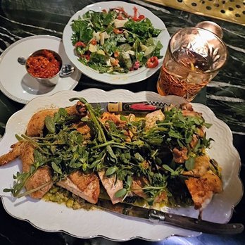Ronan - Whole Roast Chicken, crispy skin, Cresson/watercress, green olive Tapenade; Sambal Oelek crushed chiles - Pizza Near Me - Los Angeles, California Ronan - Whole Roast Chicken, crispy skin, Cresson/watercress, green olive Tapenade; Sambal Oelek crushed chiles - Pizza Near Me - Los Angeles, California
