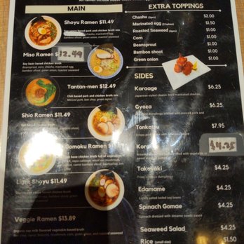 Honjin Ramen - a menu for a restaurant - Ramen Near Me - Coquitlam, British Columbia