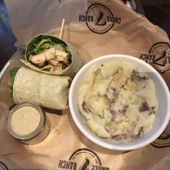 Circle 7 Ranch - Chicken Cesar wrap with mashed potatoes - Burgers Near Me - St. Louis, Missouri