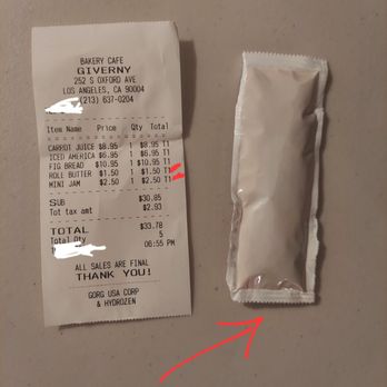 Cafe Giverny - Charged us $2 for small jam and $1.50 for butter. What a joke - Desserts Near Me - Los Angeles, California