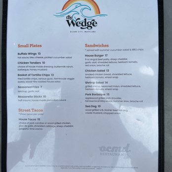 The Wedge - Food menu - Tacos Near Me - Ocean City, Maryland The Wedge - Food menu - Tacos Near Me - Ocean City, Maryland