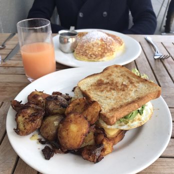 Plow - Breakfast Sandwich with Avocado & Ricotta Pancakes - Breakfast & Brunch Near Me - San Francisco, California Plow - Breakfast Sandwich with Avocado & Ricotta Pancakes - Breakfast & Brunch Near Me - San Francisco, California