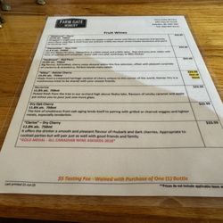 Farm Gate Winery - Wine menu~ (September 2025)
