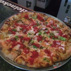 Sportsman's Pub - Tomato pie with onions, garlic, peppers and sausage