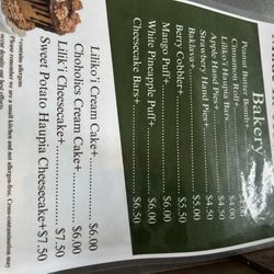 Papaaloa Country Store & Cafe - Menu