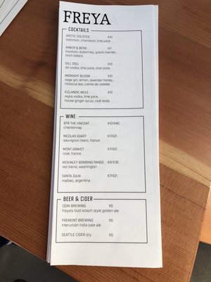 Menu photo 8 Freya Seattle, WA