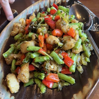 Mala Sichuan Bistro - Fish Cubes with String Bean Bits - Szechuan Near Me - Katy, Texas Mala Sichuan Bistro - Fish Cubes with String Bean Bits - Szechuan Near Me - Katy, Texas