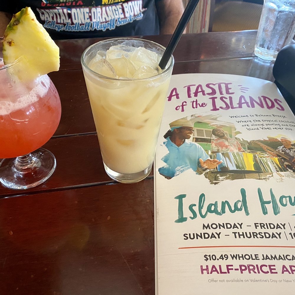 Bahama Breeze - Bahama Mama and Painkiller (there was no nutmeg added) - Caribbean Near Me - Duluth, Georgia