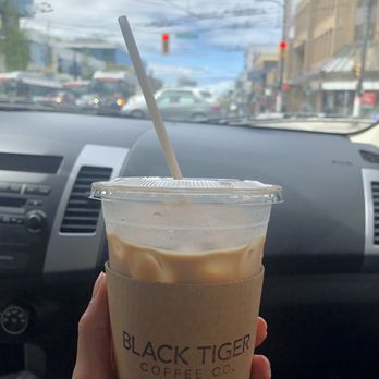 Black Tiger Coffee - Spanish latte and "the Homer Simpson donut" - Coffee & Tea Near Me - Surrey, British Columbia