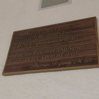 Thomas Fogarty Winery - Signage in tasting room - Wineries Near Me - Woodside, California Thomas Fogarty Winery - Signage in tasting room - Wineries Near Me - Woodside, California