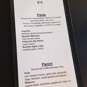 Mangia e Bevi - Lunch menu.  You can add chicken, salmon or other proteins to the pasta if you'd like (+$4 upcharge for chicken) - Italian Near Me - Oceanside, California