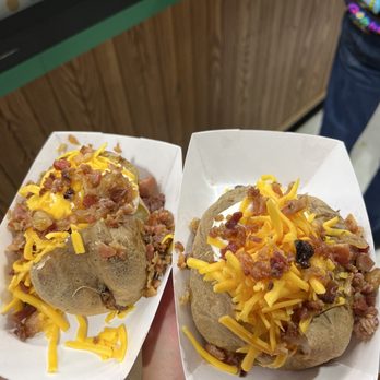 New York State Fair - Baked potato with bacon and cheese $2 - Festivals Near Me - Syracuse, New York New York State Fair - Baked potato with bacon and cheese $2 - Festivals Near Me - Syracuse, New York