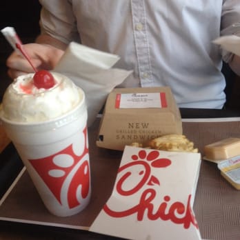 Chick-fil-A - Deluxe chicken sandwich, a cookies and cream milkshake and fries. - Fast Food Near Me - Stuart, Florida