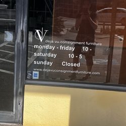 Deja Vu Consignment Furniture - Hours
