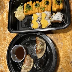 Namba Ramen & Sushi - Sushi and wagyu dumpling.