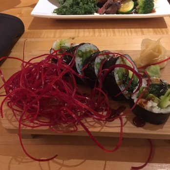 Sen Sushi Bar - Vegetarian sushi roll with spiralized beets donated from my sister's plate! - Sushi Bars Near Me - Oak Park, Illinois Sen Sushi Bar - Vegetarian sushi roll with spiralized beets donated from my sister's plate! - Sushi Bars Near Me - Oak Park, Illinois