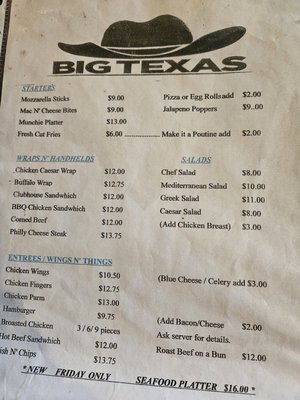 Menu photo 1 Big Texas Fort Erie, ON