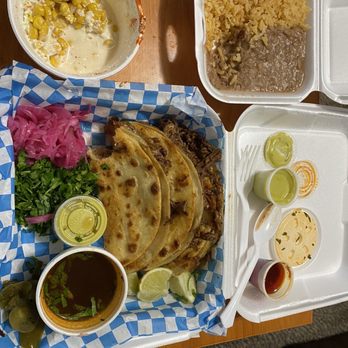 El Mariachi Birria Y Tacos - Esquites with 3 Queso Tacos with beans and rice - Tacos Near Me - Everett, Washington El Mariachi Birria Y Tacos - Esquites with 3 Queso Tacos with beans and rice - Tacos Near Me - Everett, Washington