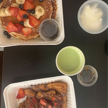 Bea Bea’s - Strawberry Dream ( French Toast) Super Star ( Pancakes ) and a Green Tea Latte - Coffee & Tea Near Me - Glendale, California Bea Bea’s - Strawberry Dream ( French Toast) Super Star ( Pancakes ) and a Green Tea Latte - Coffee & Tea Near Me - Glendale, California