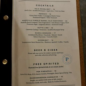 Proof - Menu - Lounges Near Me - Lancaster, Pennsylvania