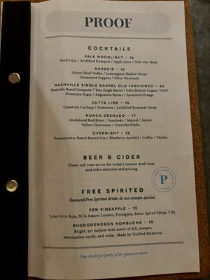 Menu photo 1 Proof Lancaster, PA