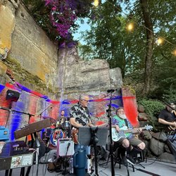 The Ruins Events - The lighting on the walls and tree became neon as the sun began to set, and through the night.