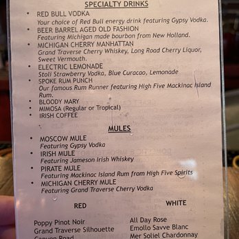 The Broken Spoke - Drink menu - Pubs Near Me - Mackinac Island, Michigan The Broken Spoke - Drink menu - Pubs Near Me - Mackinac Island, Michigan