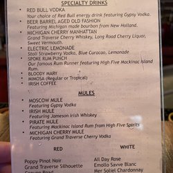 The Broken Spoke - Drink menu